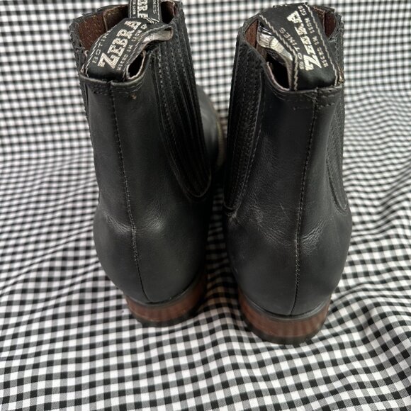 Zebra Men's Black Leather Square Toe Chelsea Cowboy Boots MX Size 29.5 / US 11 - Picture 4 of 7